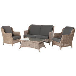4 Seasons Outdoor Valentine High Back 4 Seater Lounge Set Pure